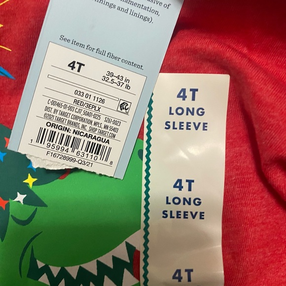 Cat & Jack T Shirt Boys 4T L/S Christmas Dinosaur Tetradactyl Graphic NWT - Picture 4 of 4